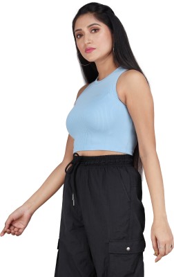 SOUNIK SDS Casual Solid Women Blue Top