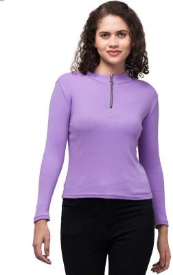 STYLE PREZONE Casual Self Design Women Purple Top