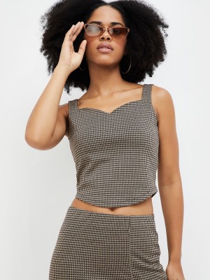 Ginger by Lifestyle Casual Striped Women Grey Top