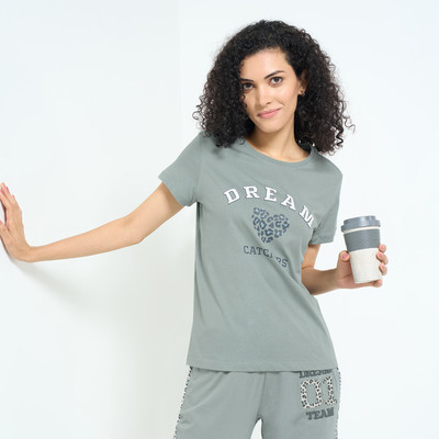 Dreamz by Pantaloons Casual Printed Women Grey Top