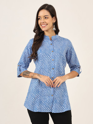 DIVENA Women Leheriya A-line Kurta(Blue)