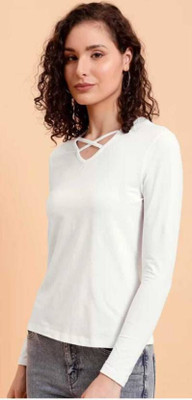 Baeship Casual Solid Women White Top