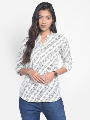 CRIMSOUNE CLUB Casual Printed Women Black, Grey, White Top