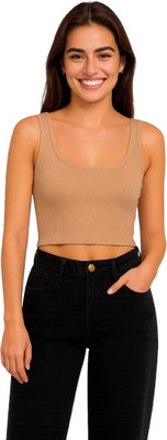SUGARCANNE Formal Solid Women Beige Top