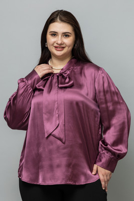 PURYS Casual Solid Women Purple Top