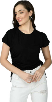 Kamedge Global Formal Solid Women Black Top