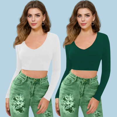 Kashonaa Casual Solid Women Green Top