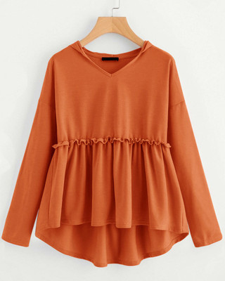 EyeBogler Casual Solid Women Orange Top