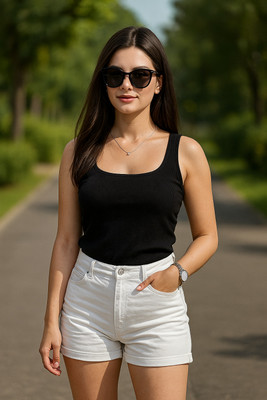 Dressberry Beach Wear Solid Women Black Top
