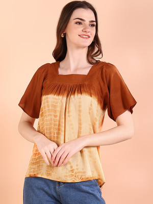 METRONAUT Casual Tie & Dye Women Orange Top
