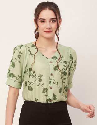 moomaya Casual Printed Women Light Green, Dark Green Top
