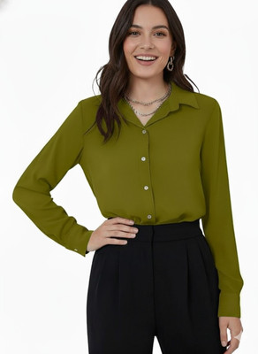 Leriya Fashion Casual Solid Women Dark Green Top