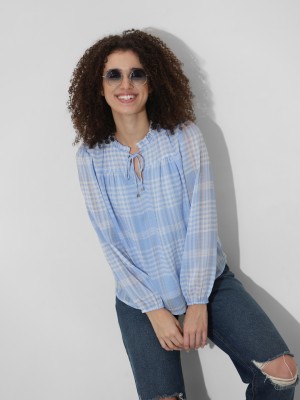 ONLY Casual Striped Women Light Blue, White Top