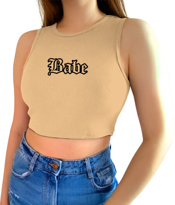 Fashion And Youth Casual Printed Women Beige Top