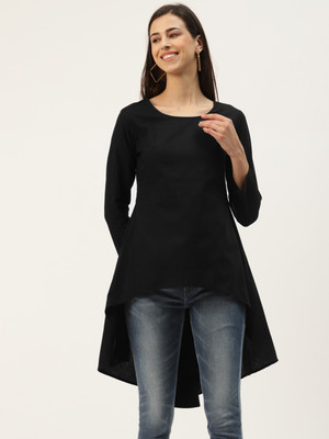 BRINNS Casual Solid Women Black Top