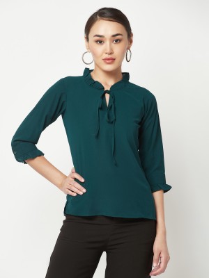 CRIMSOUNE CLUB Casual Solid Women Green Top