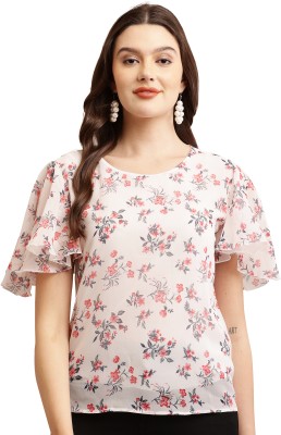 Raabta Fashion Casual Floral Print Women White Top