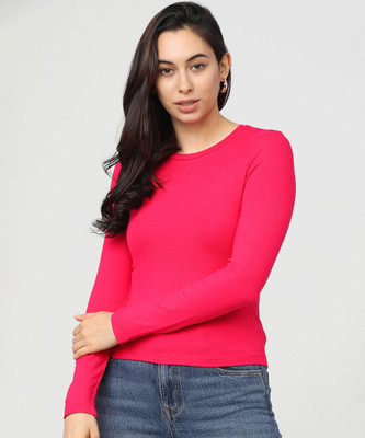 Tokyo Talkies Casual Solid Women Pink Top