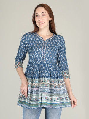 AMN ART Casual Printed Women Blue Top