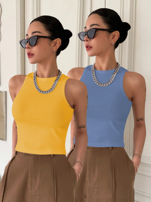 METRONAUT Casual Self Design Women Yellow Top
