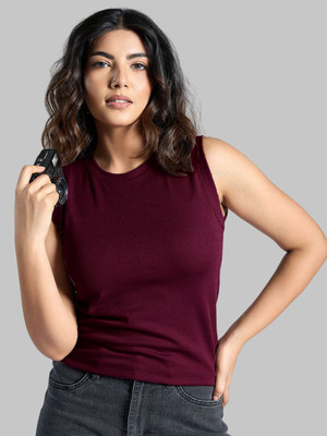 Dharm Enterprise Solid Women Round Neck Purple T-Shirt