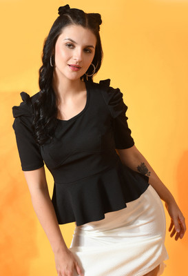 SAKSHI TRADER Party Self Design Women Black Top
