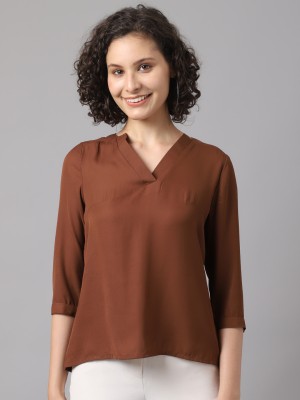 Zoie Casual Solid Women Brown Top