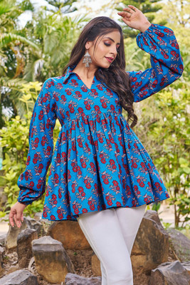 Odd by chansi Trendz Casual Floral Print Women Blue Top