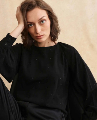 RAREISM Party Solid Women Black Top