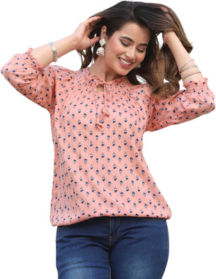 Pittra4ever Casual Printed Women Pink Top