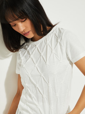 MAX Casual Solid Women Beige Top