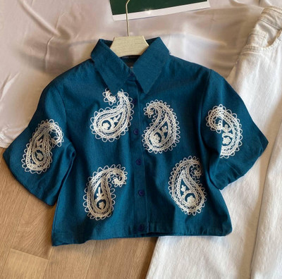 HIR COUTURE Casual Embroidered Women Brown Top