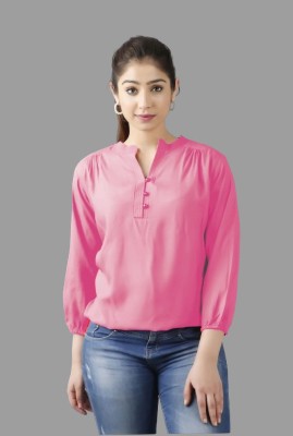 himanc Casual Solid Women Pink, Gold Top