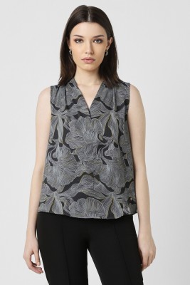 VAN HEUSEN Casual Printed Women Grey, Yellow, Black Top