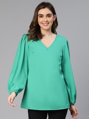 OXOLLOXO Casual Solid Women Green Top