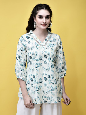SHREE - SHE IS SPECIAL Casual Printed Women White Top