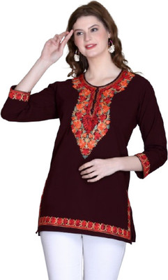 IRA CHOICE Women Printed A-line Kurta(Maroon)