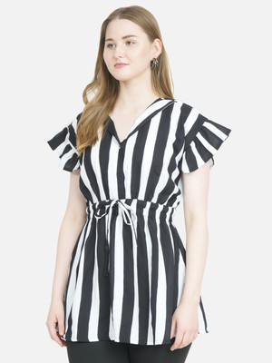 MANKSH Party Printed Women Black Top