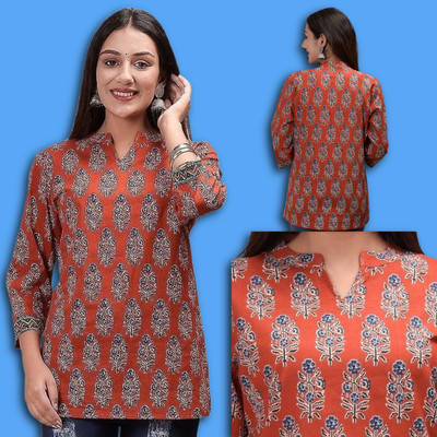 COZKE ENTERPRISE Casual Printed Women Orange Top