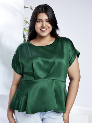 Globus Formal Solid Women Green Top