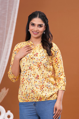 TRUSTED ENTERPRISES Casual Printed Women Yellow Top