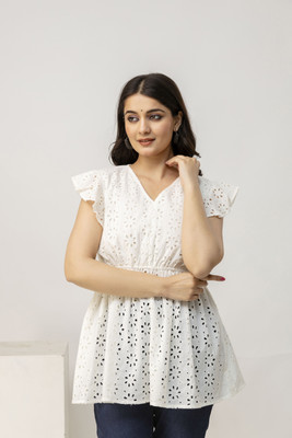 all about you Casual Floral Print Women White Top