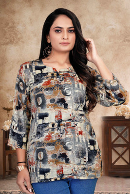 VSP CREATION Casual Printed Women Black Top