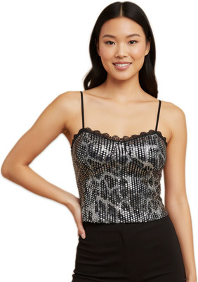 Damselle Casual Solid Women Black Top