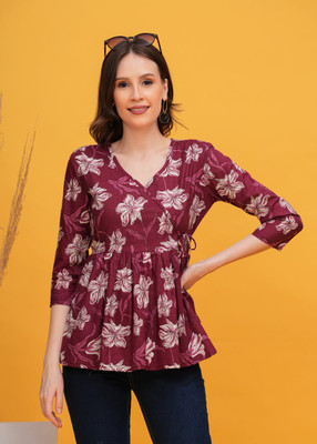 Vilgi Casual Printed Women Maroon Top