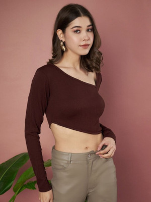 SZN Casual Solid Women Maroon Top