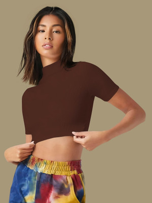 Dream Beauty Fashion Casual Solid Women Brown Top