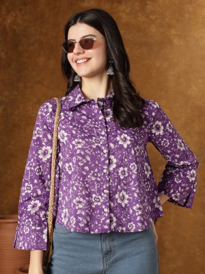 Janakdulari Creation Formal Printed Women Purple Top