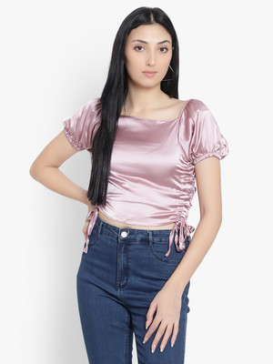 Kiaans creation Casual Solid Women Pink Top