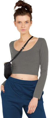 THE BLAZZE Casual Solid Women Silver Top